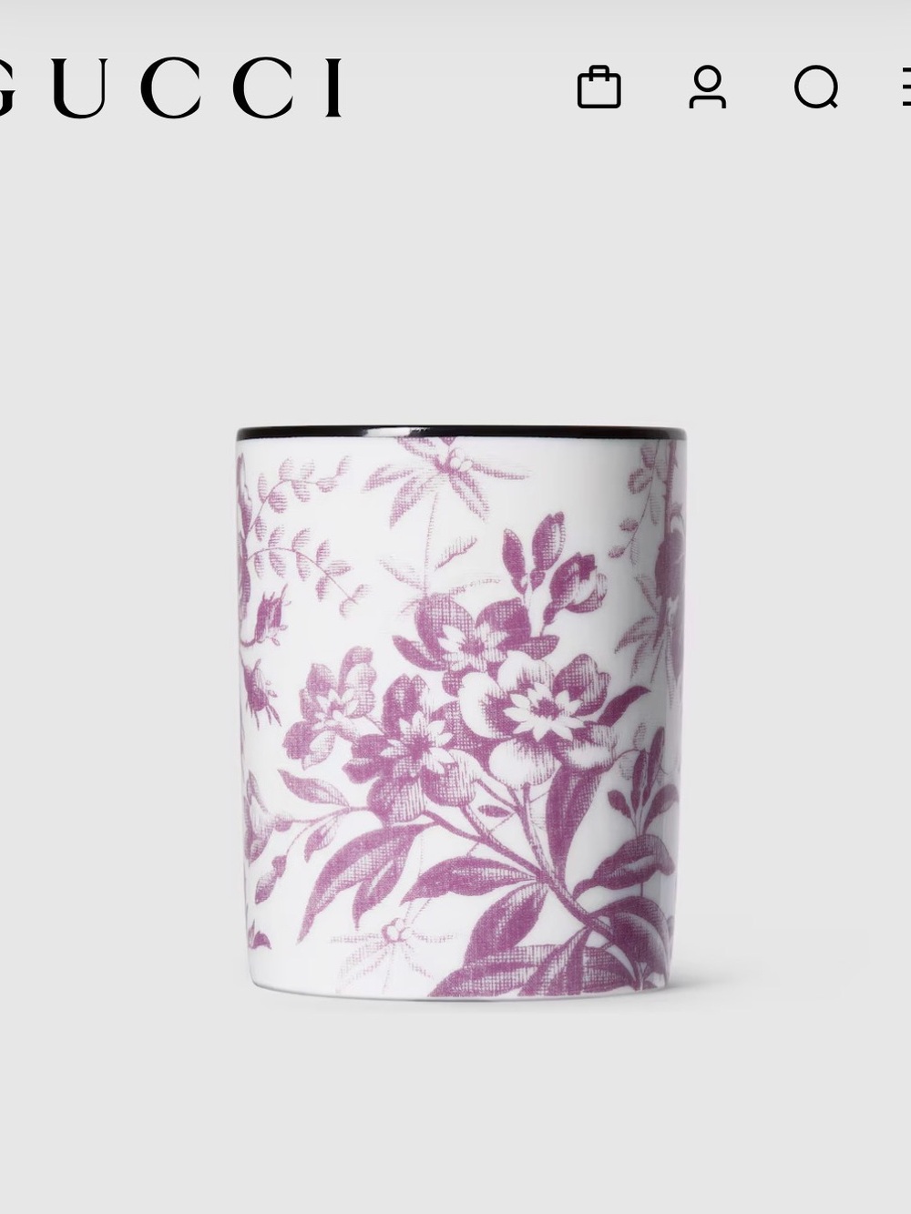Gucci White Porcelain Tumbler with Lavender Floral Motif